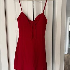 Red Spaghetti Strap Mini Dress Zara linen blend
